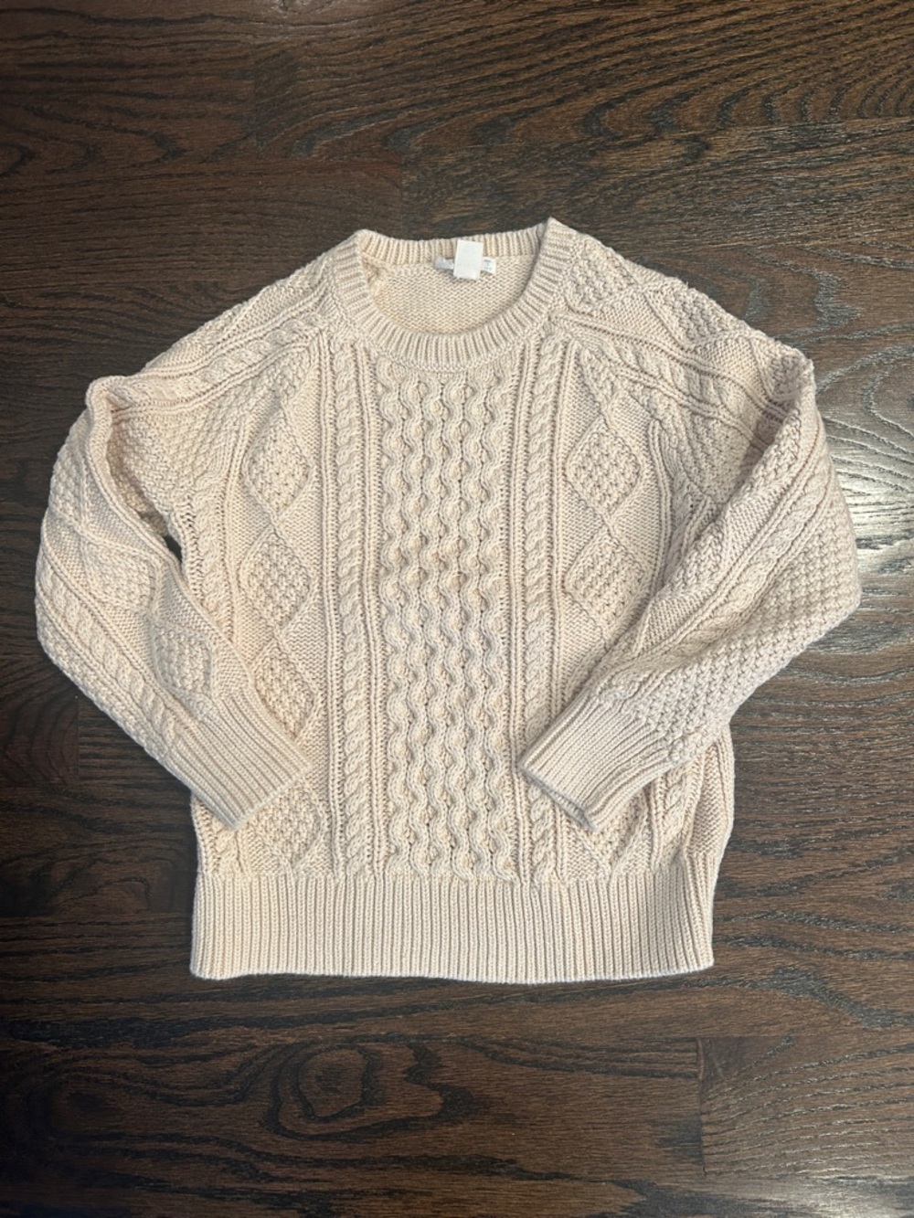 Cream Cable Knit Crewneck Sweater